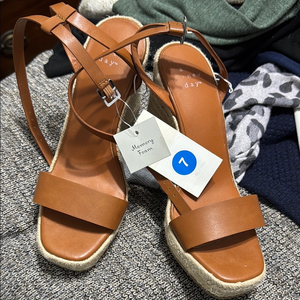 A New Day Women's Brown Wedge Sandals